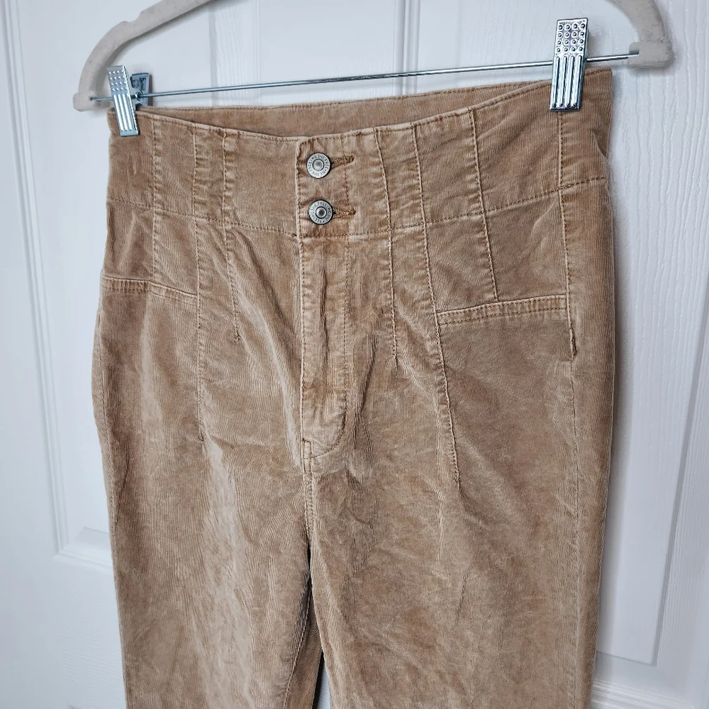 We The Free Flare High Waist Corduroy Pants Size 28 Beige Tan - Picture 2 of 10